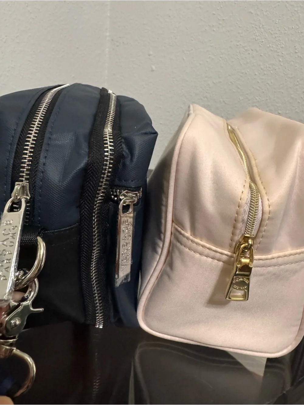 Versace Navy and Blush Pink Cosmetic Pouch Duo